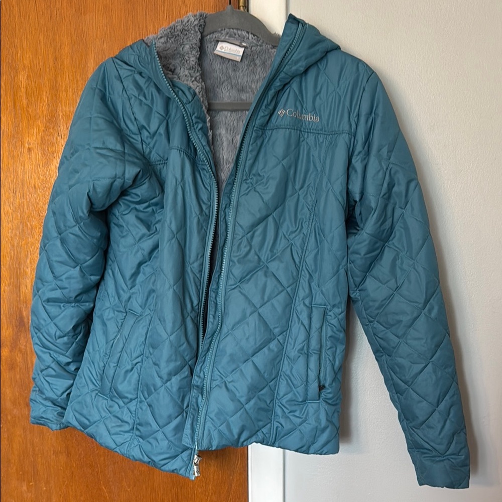 Columbia Blue Quilted Hooded Jacket